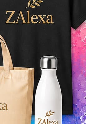 ZAlexa Tragetasche und Trinkflasche mit Logo